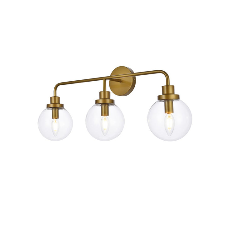 3 Lights Bath Sconce In Brass With Clear Shade - View 4 - Joshua Marshal