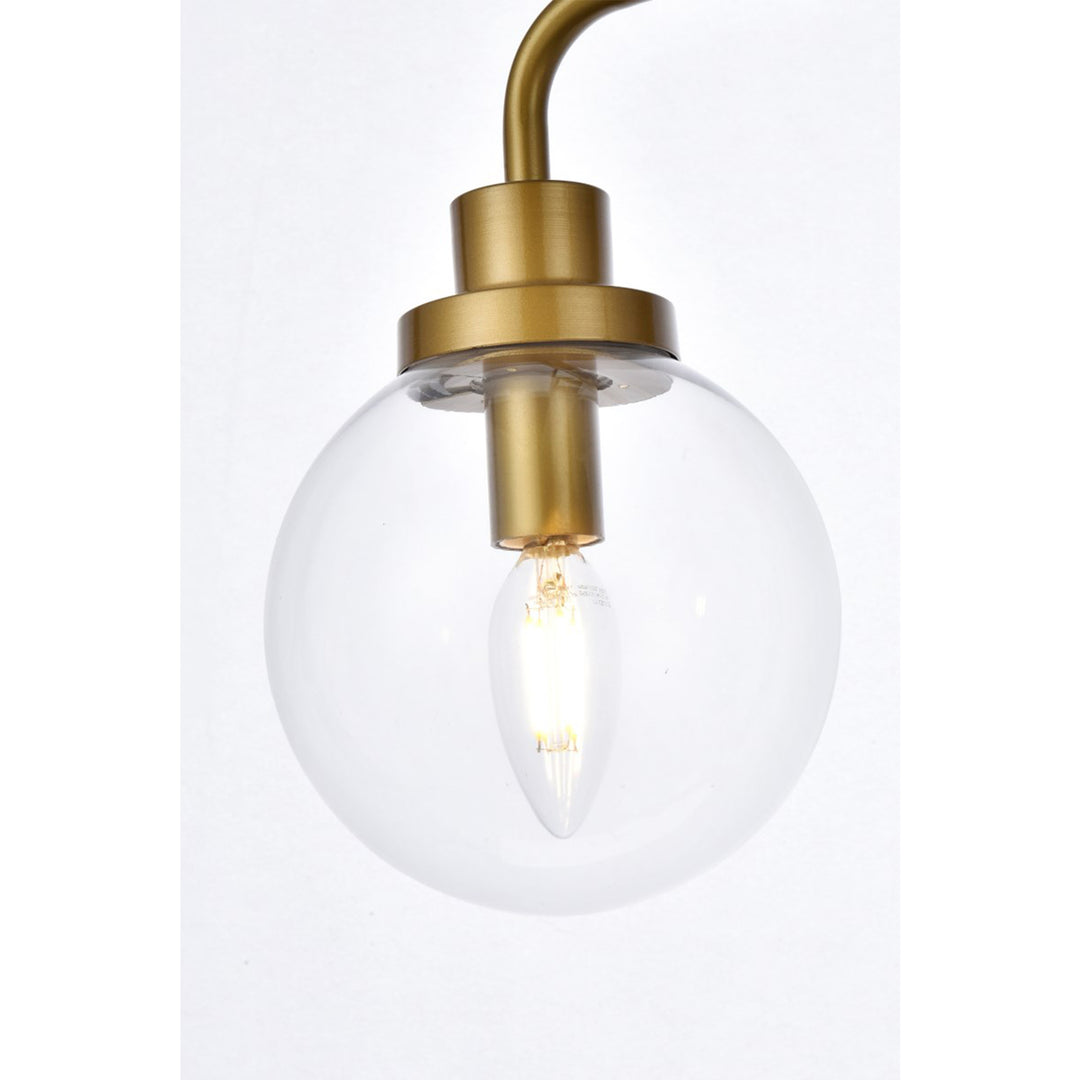 3 Lights Bath Sconce In Brass With Clear Shade - View 5 - Joshua Marshal