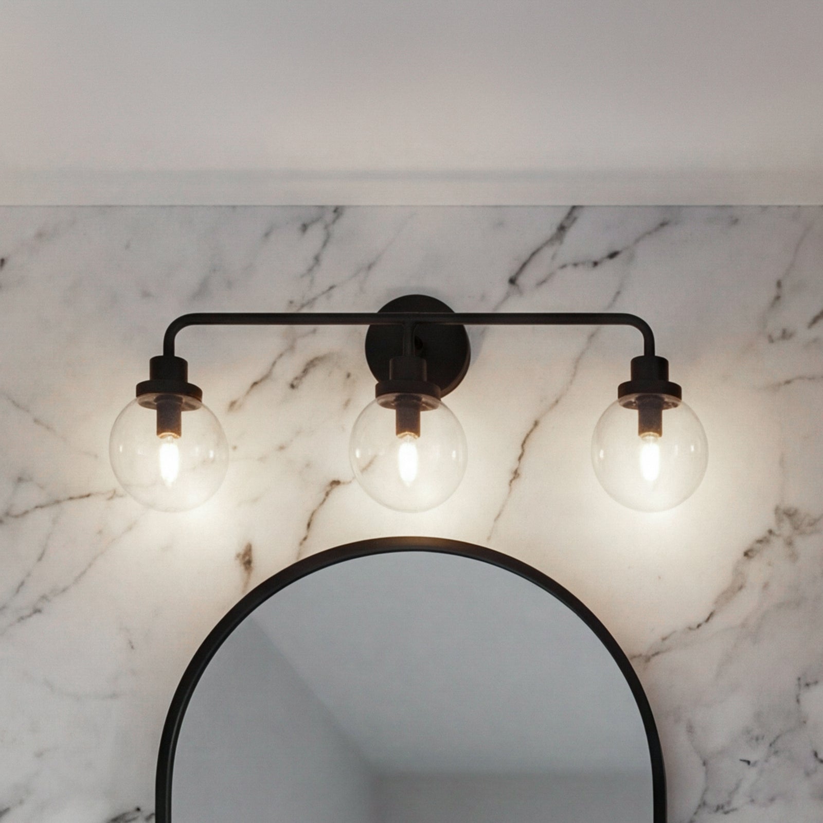 3 Lights Bath Sconce In Black With Clear Shade Black And Clear Shade Finish - LIGHTING by Joshua Marshal