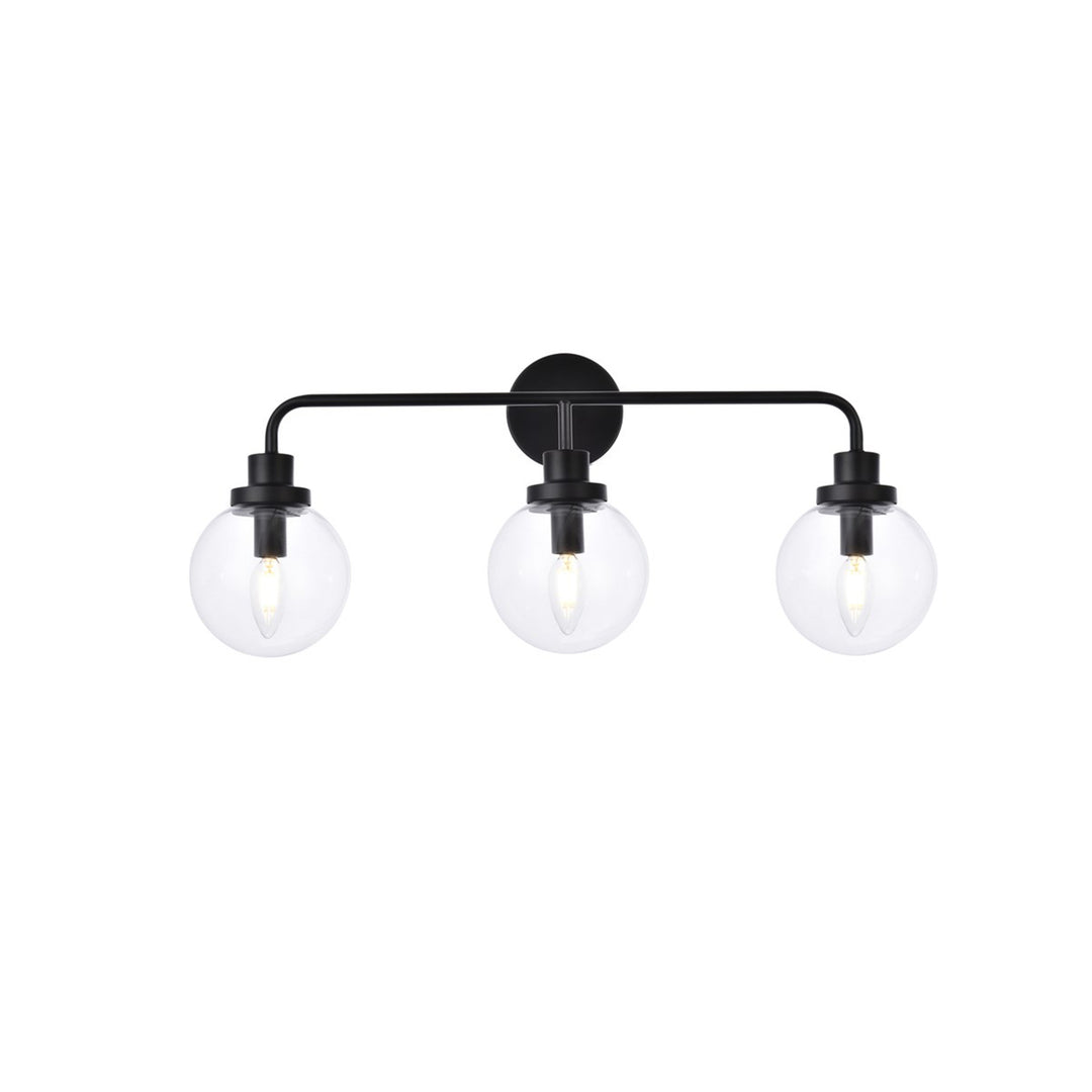 3 Lights Bath Sconce In Black With Clear Shade - View 3 - Joshua Marshal