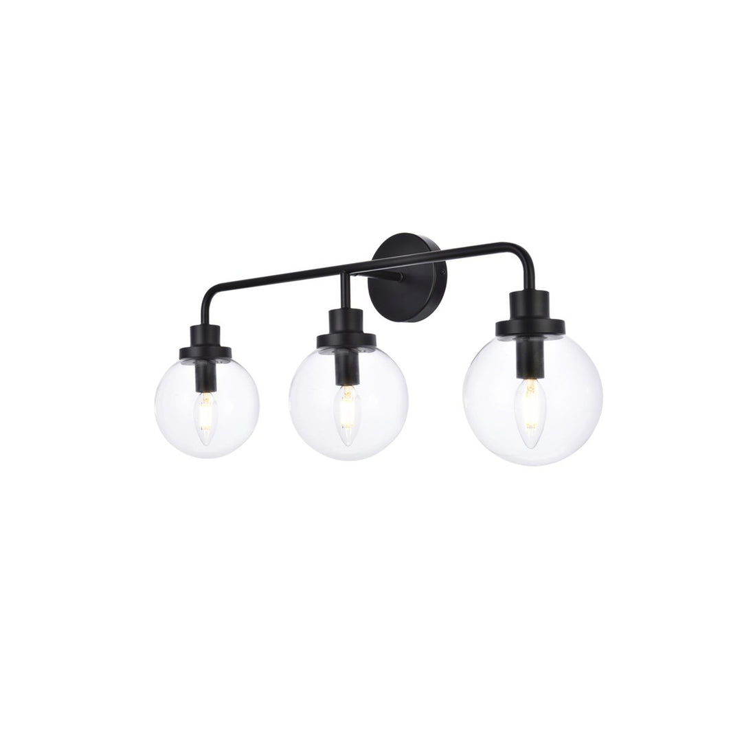 3 Lights Bath Sconce In Black With Clear Shade - View 4 - Joshua Marshal