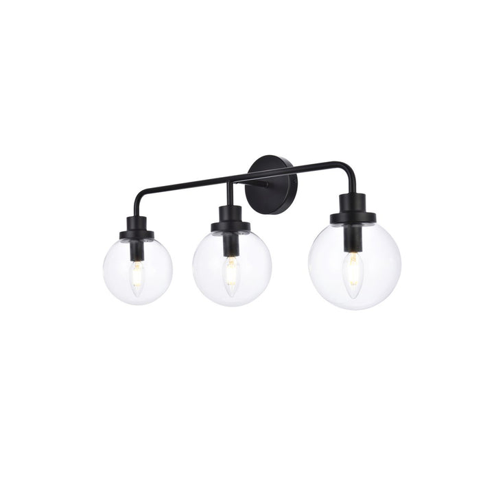 3 Lights Bath Sconce In Black With Clear Shade - View 4 - Joshua Marshal