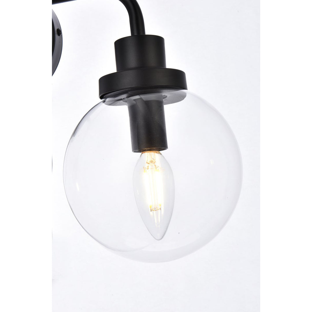 3 Lights Bath Sconce In Black With Clear Shade - View 5 - Joshua Marshal