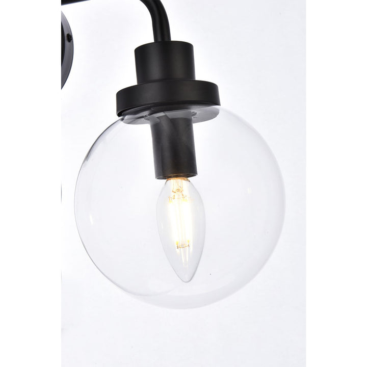 3 Lights Bath Sconce In Black With Clear Shade - View 5 - Joshua Marshal