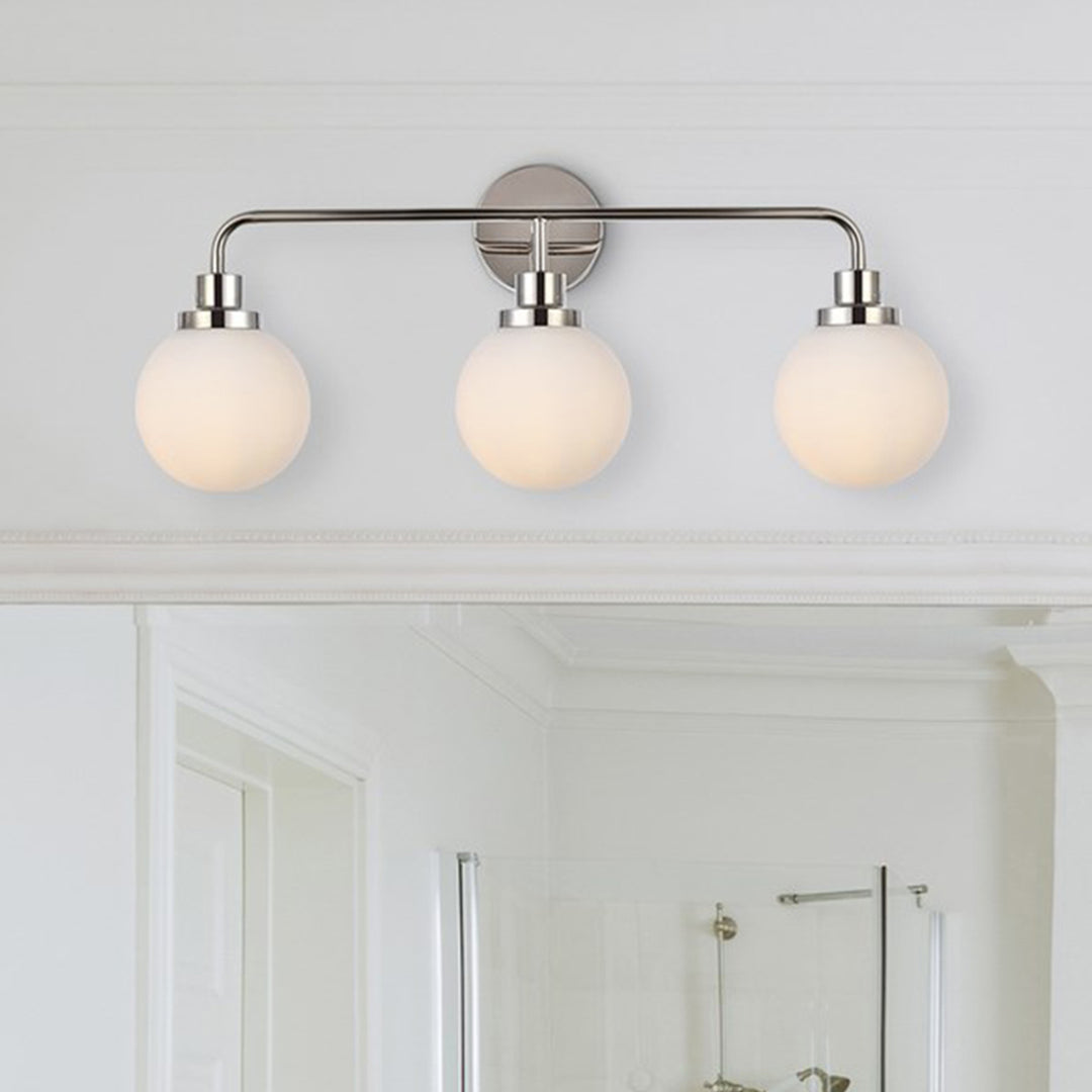 3 lights bath sconce in polished nickel with frosted shade - LIGHTING by Joshua Marshal