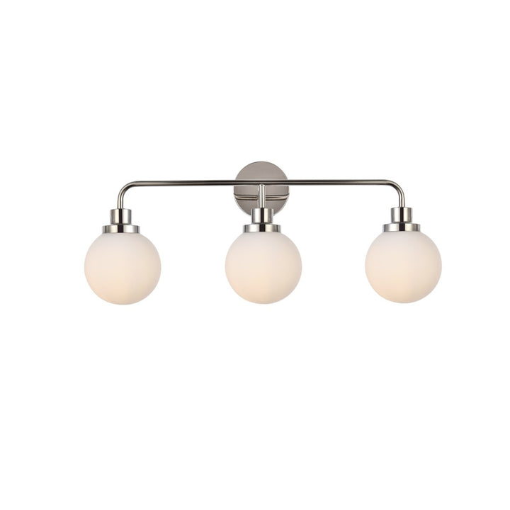 3 lights bath sconce in polished nickel with frosted shade - View 3 - Joshua Marshal