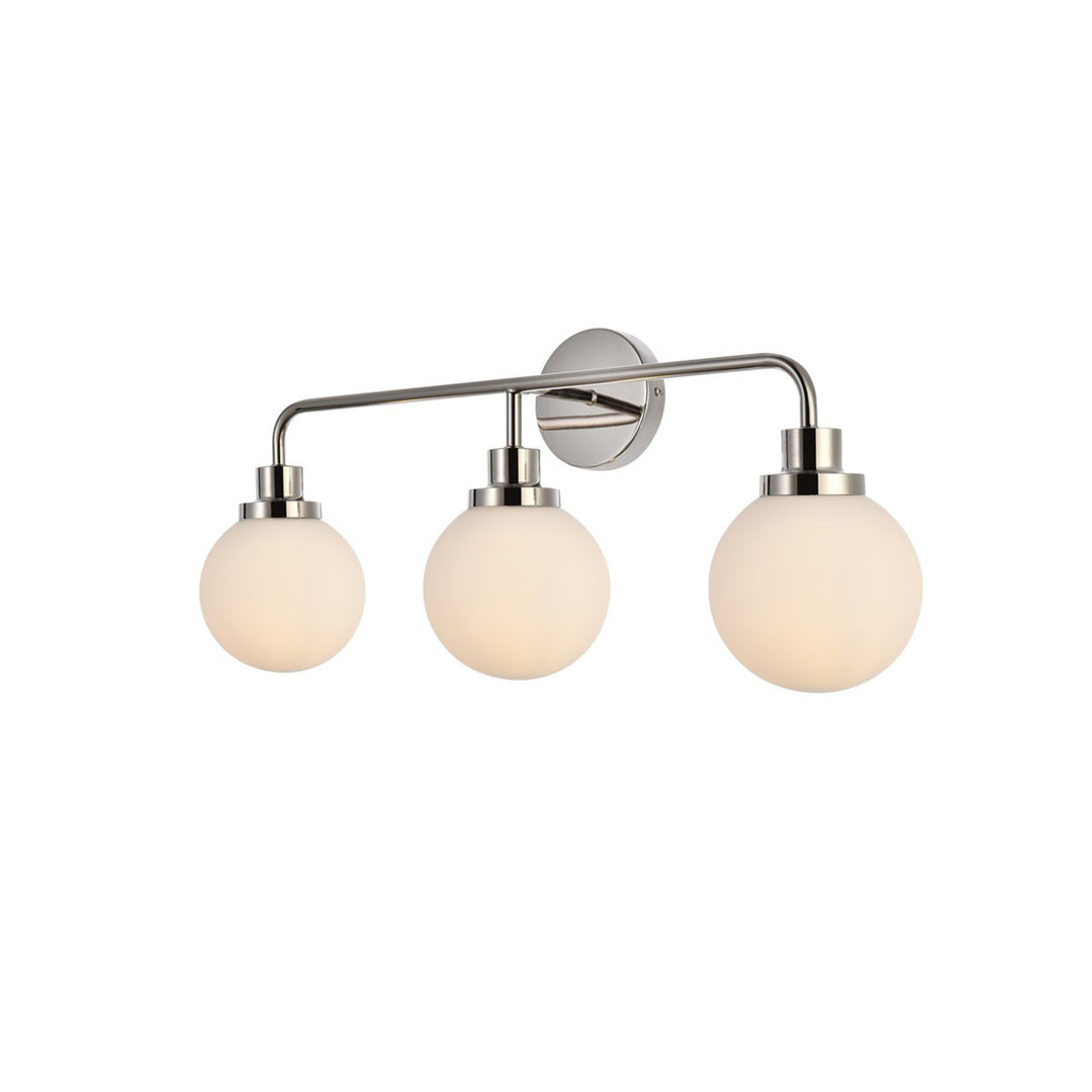 3 lights bath sconce in polished nickel with frosted shade - View 4 - Joshua Marshal