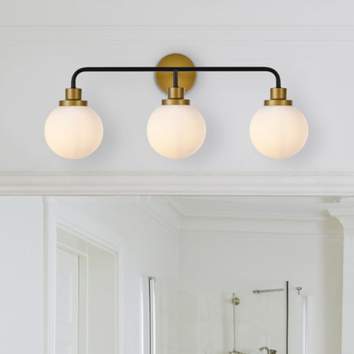 3 Lights Bath Sconce In Black With Brass With Frosted Shade - LIGHTING by Joshua Marshal