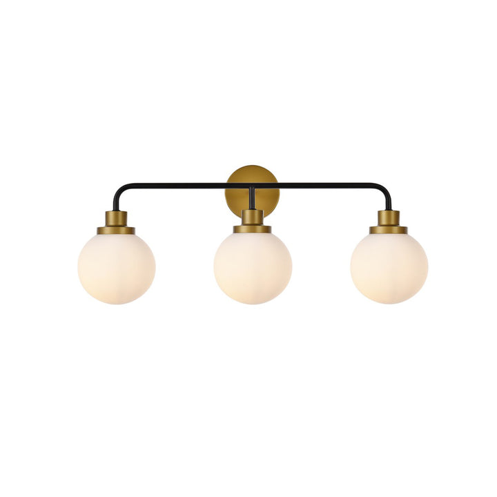 3 Lights Bath Sconce In Black With Brass With Frosted Shade - View 3 - Joshua Marshal