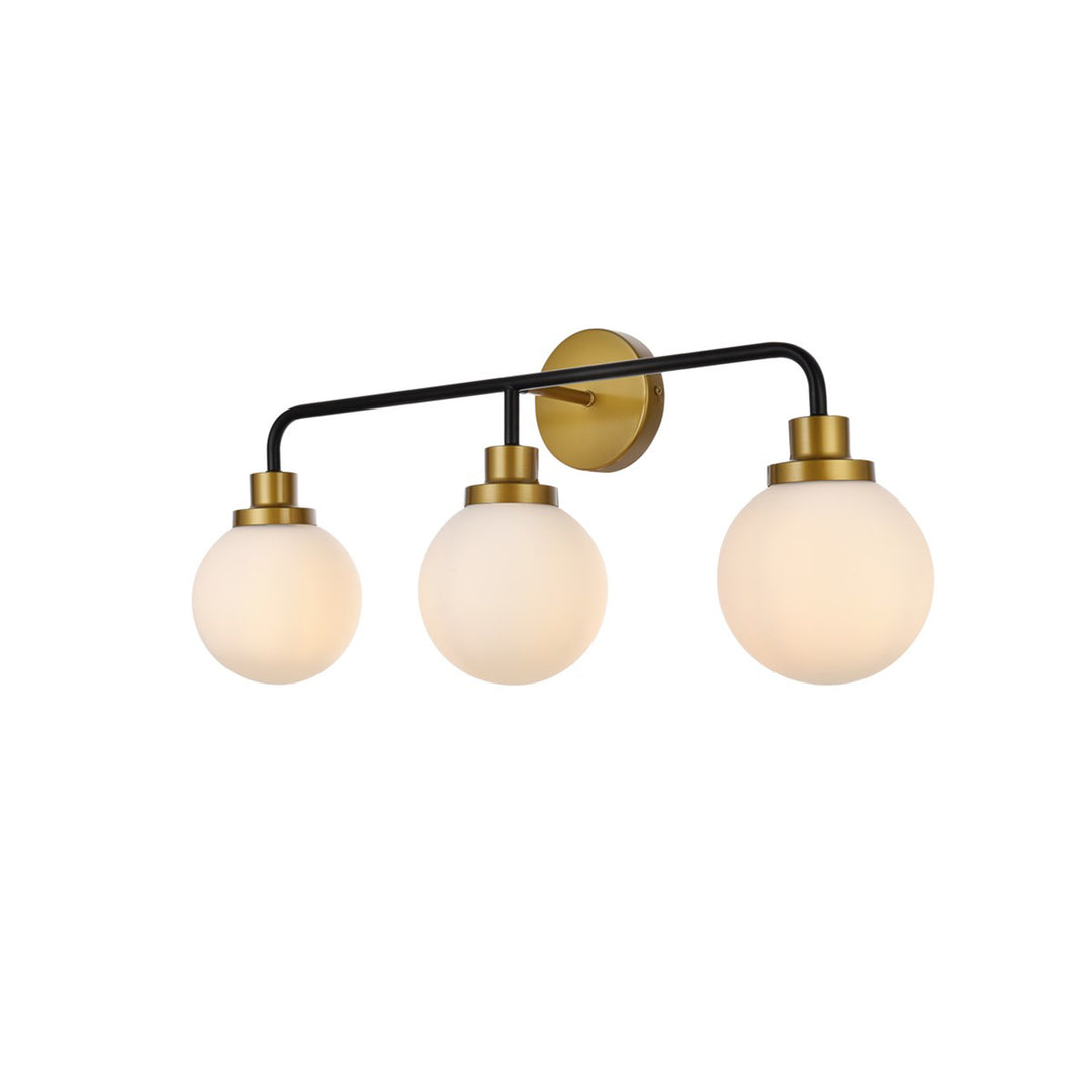 3 Lights Bath Sconce In Black With Brass With Frosted Shade - View 4 - Joshua Marshal