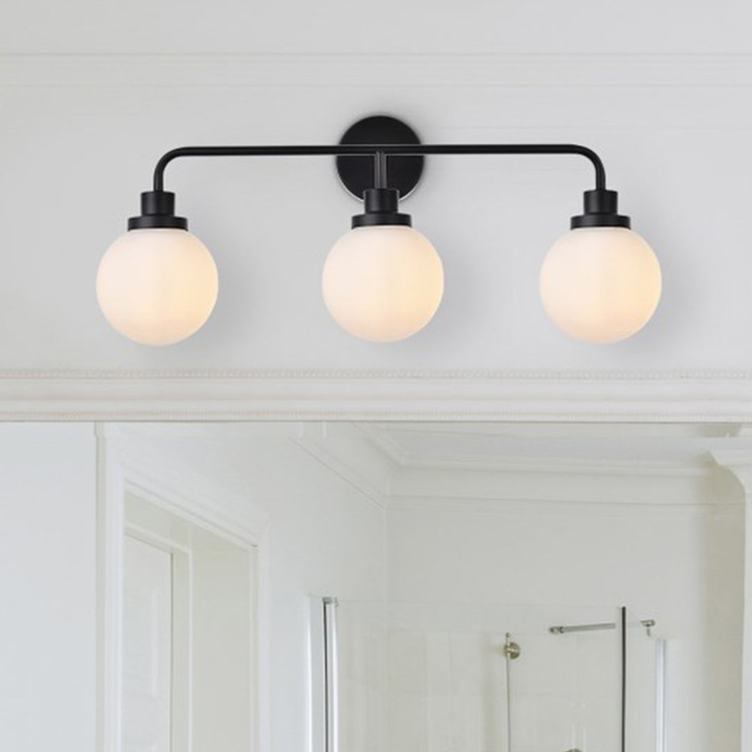 3 Lights Bath Sconce In Black With Frosted Shade - LIGHTING by Joshua Marshal