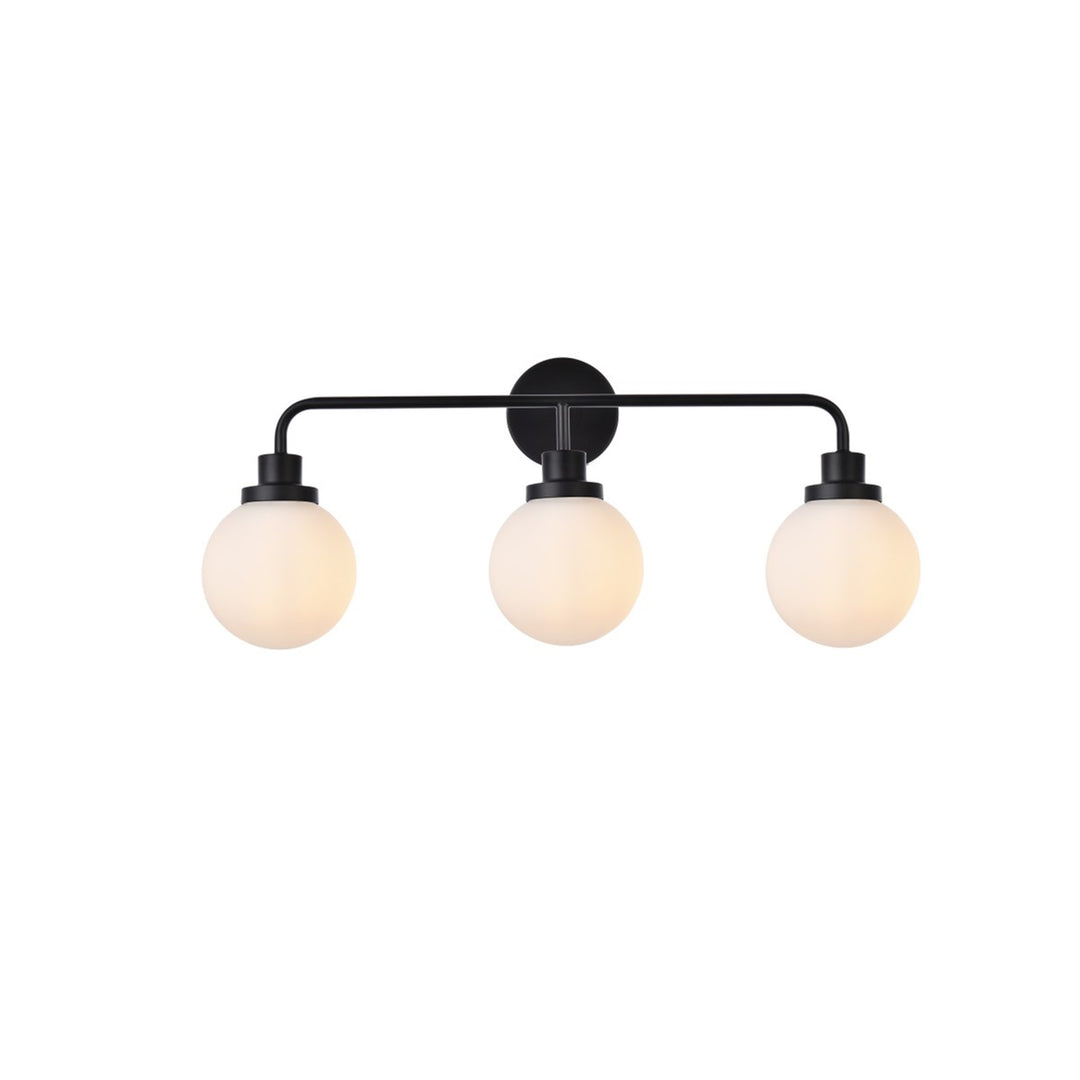3 Lights Bath Sconce In Black With Frosted Shade - View 3 - Joshua Marshal
