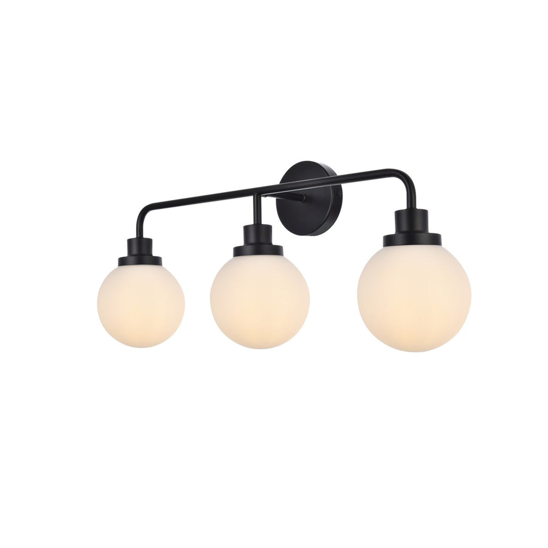 3 Lights Bath Sconce In Black With Frosted Shade - View 4 - Joshua Marshal