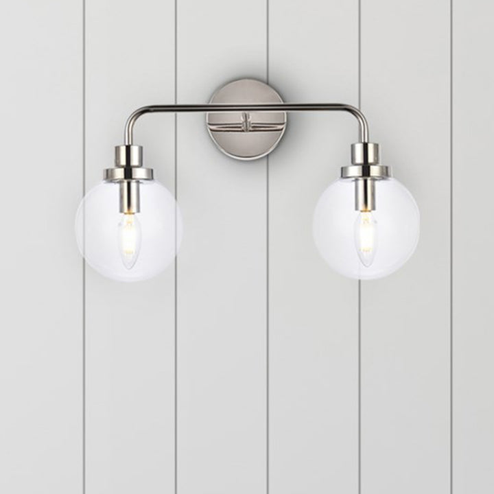2 lights bath sconce in polished nickel with clear shade Polish Nickel And Clear Shade Finish - LIGHTING by Joshua Marshal