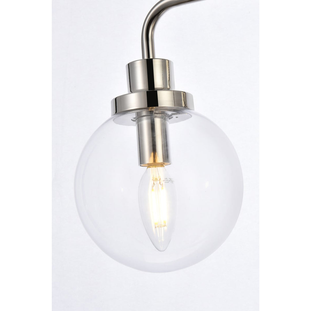 2 lights bath sconce in polished nickel with clear shade - View 5 - Joshua Marshal