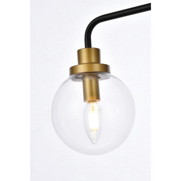 2 Lights Bath Sconce In Black With Brass With Clear Shade - View 5 - Joshua Marshal