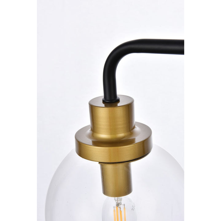 2 Lights Bath Sconce In Black With Brass With Clear Shade - View 6 - Joshua Marshal