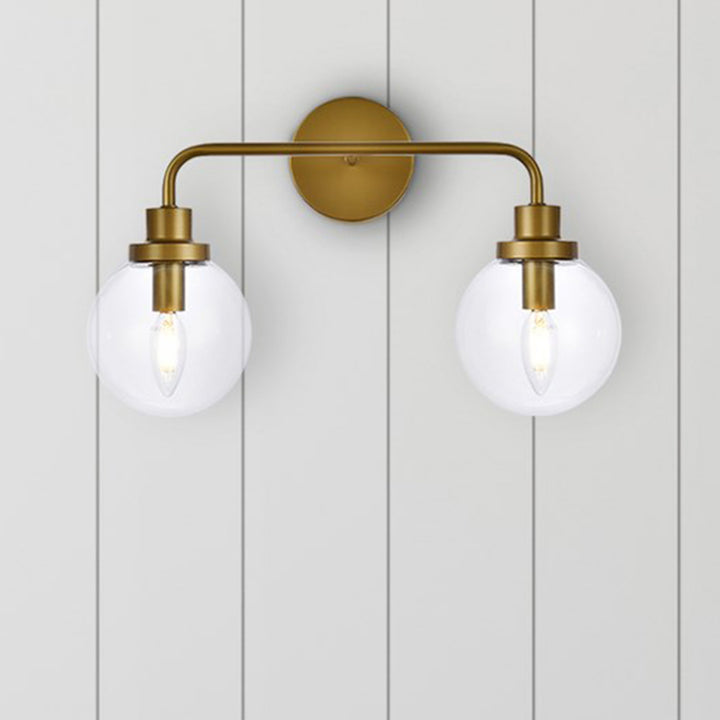 2 Lights Bath Sconce In Brass With Clear Shade Brass And Clear Shade Finish - LIGHTING by Joshua Marshal