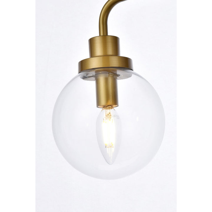 2 Lights Bath Sconce In Brass With Clear Shade - View 5 - Joshua Marshal