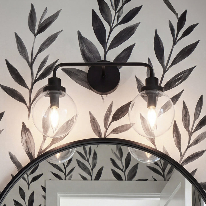 2 Lights Bath Sconce In Black With Clear Shade Black And Clear Shade Finish - LIGHTING by Joshua Marshal