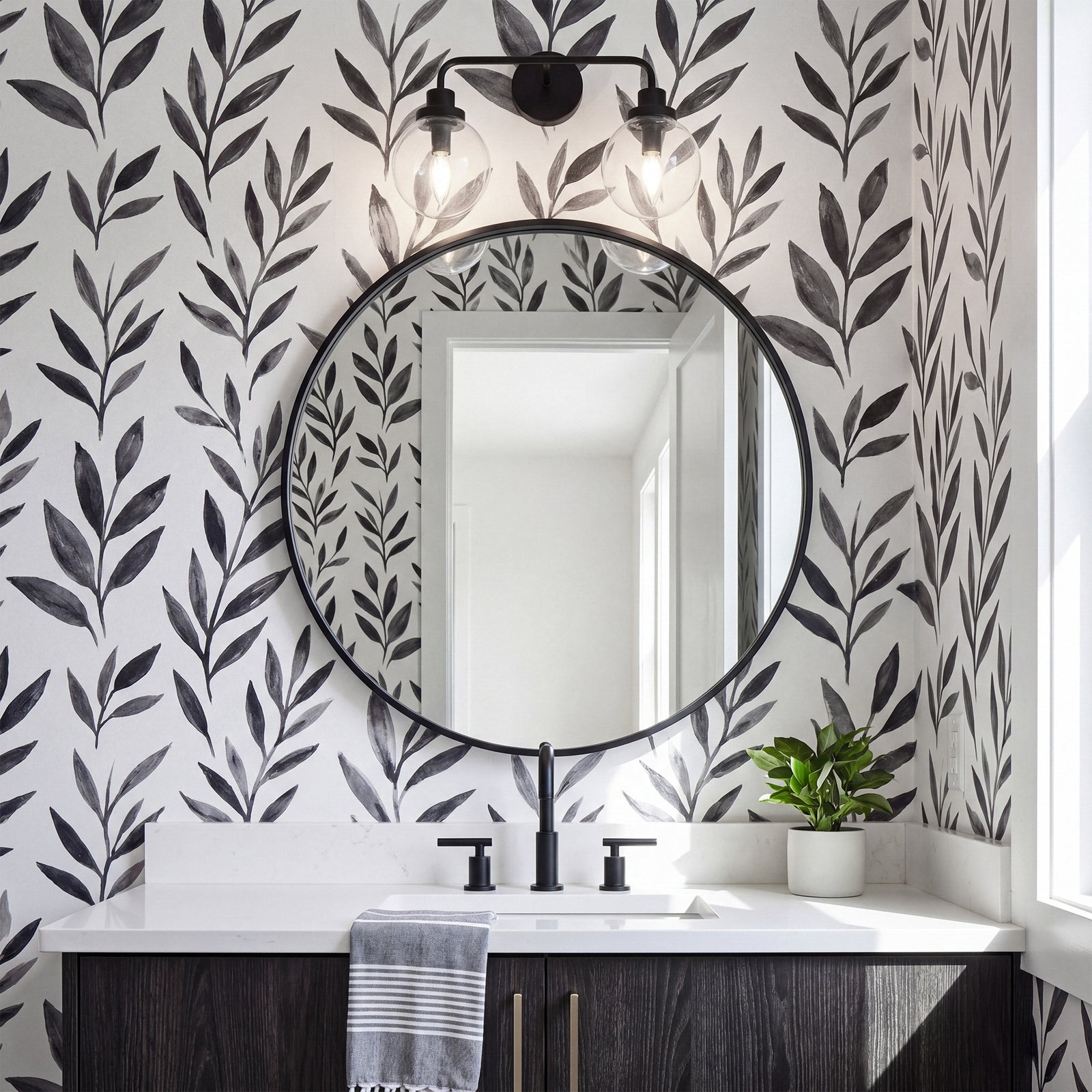 2 Lights Bath Sconce In Black With Clear Shade - View 2 - Joshua Marshal