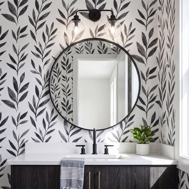 2 Lights Bath Sconce In Black With Clear Shade - View 2 - Joshua Marshal