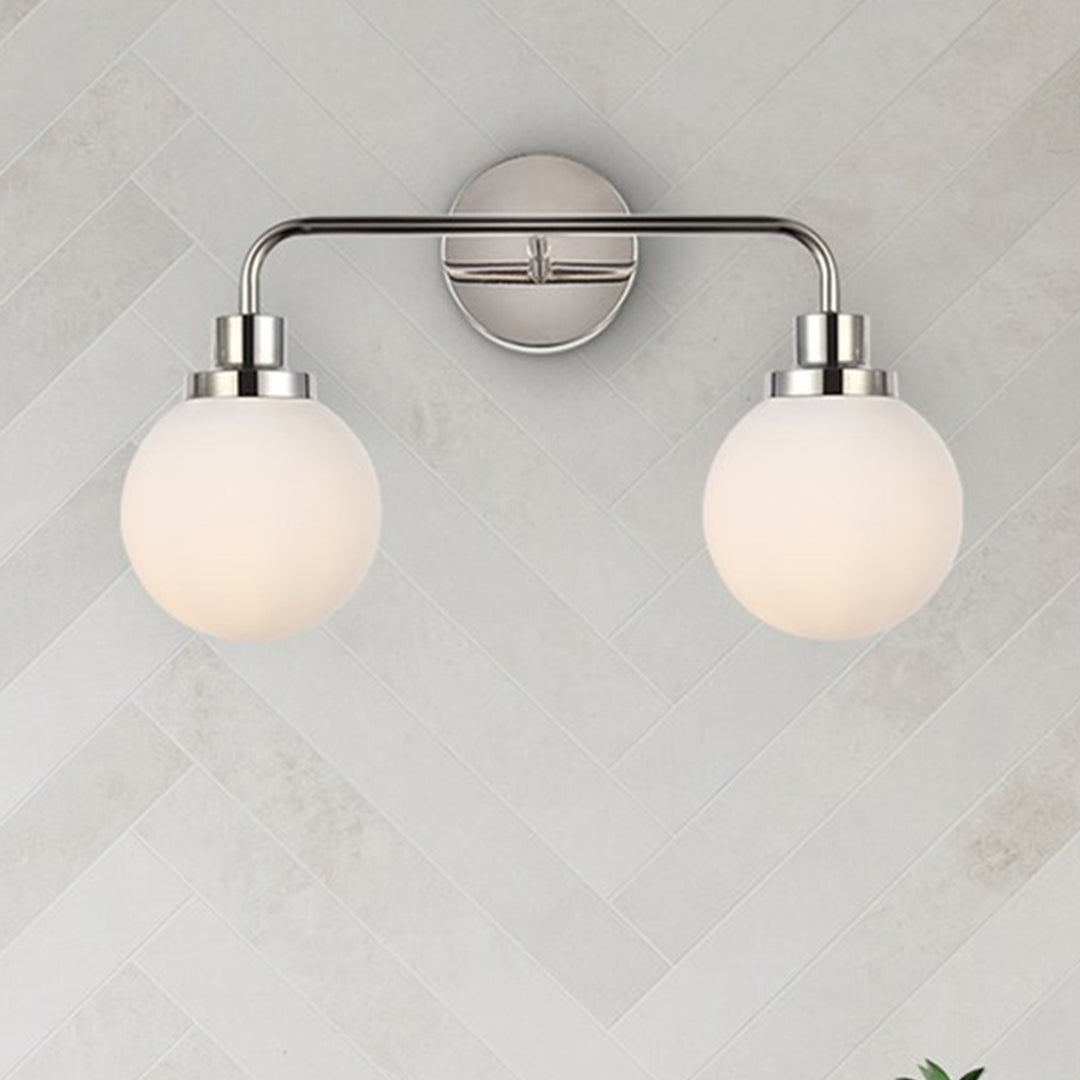 2 lights bath sconce in polished nickel with frosted shade - LIGHTING by Joshua Marshal