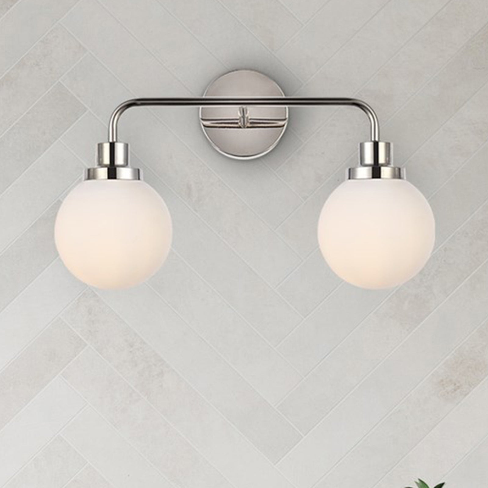 2 lights bath sconce in polished nickel with frosted shade - LIGHTING by Joshua Marshal