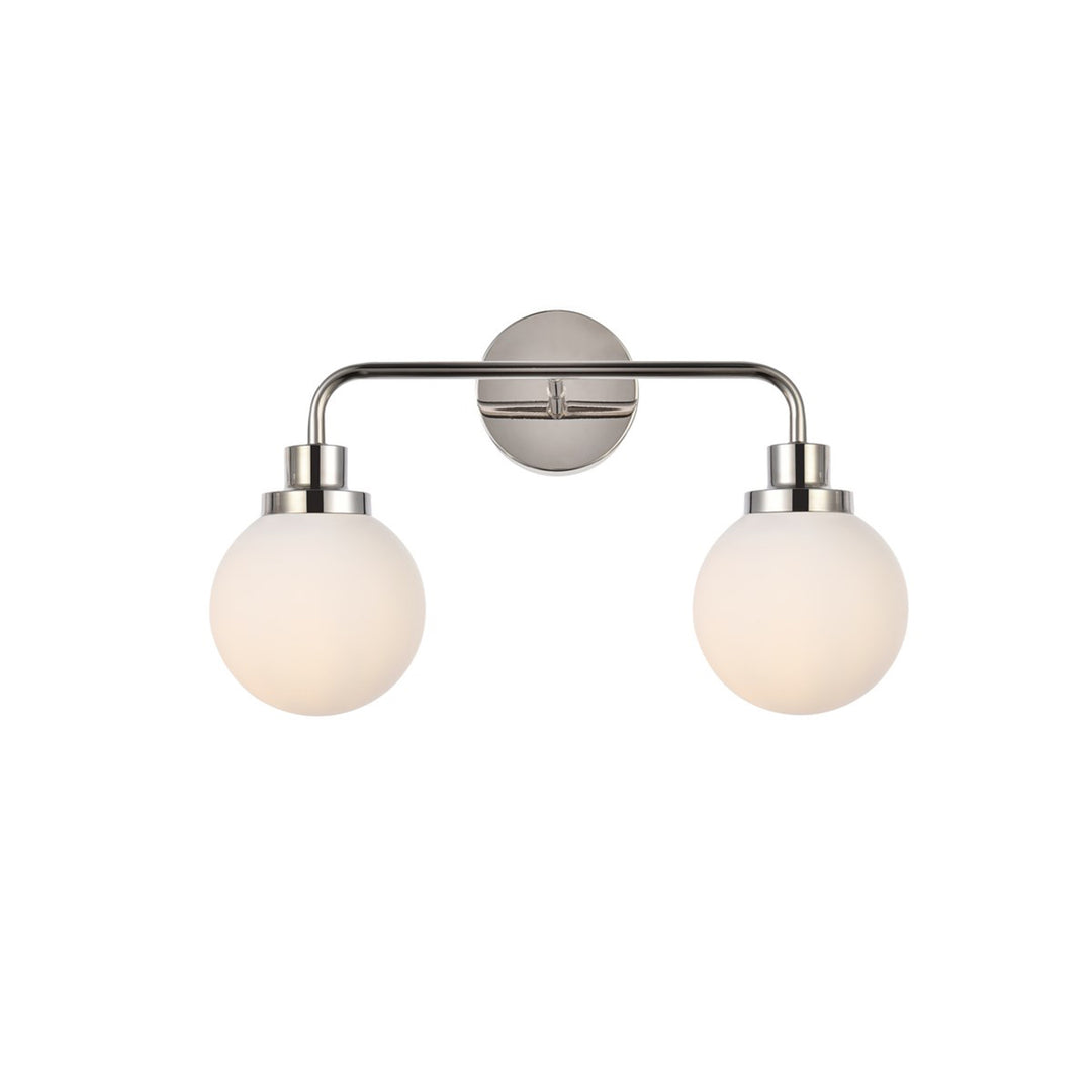 2 lights bath sconce in polished nickel with frosted shade - View 3 - Joshua Marshal