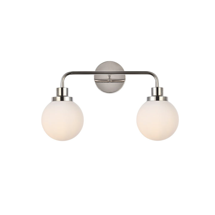 2 lights bath sconce in polished nickel with frosted shade - View 3 - Joshua Marshal