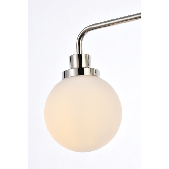 2 lights bath sconce in polished nickel with frosted shade - View 5 - Joshua Marshal