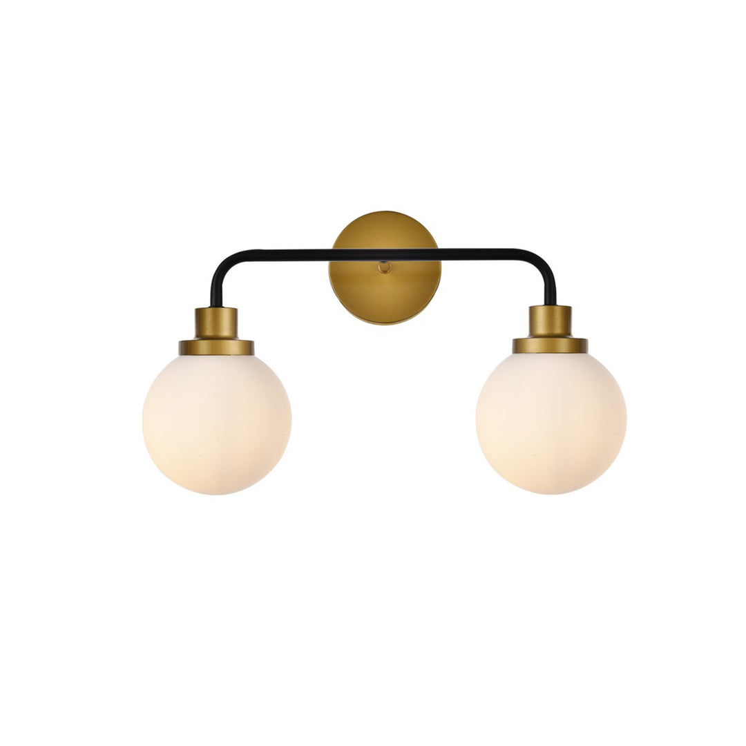 2 Lights Bath Sconce In Black With Brass With Frosted Shade - View 3 - Joshua Marshal