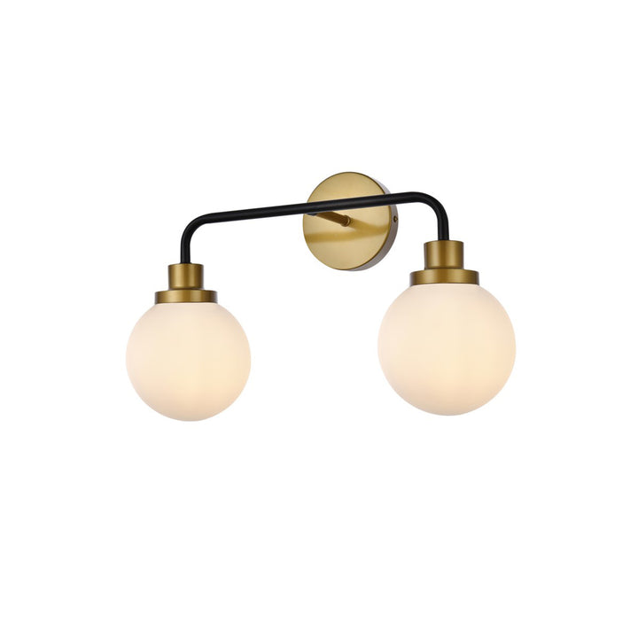 2 Lights Bath Sconce In Black With Brass With Frosted Shade - View 4 - Joshua Marshal