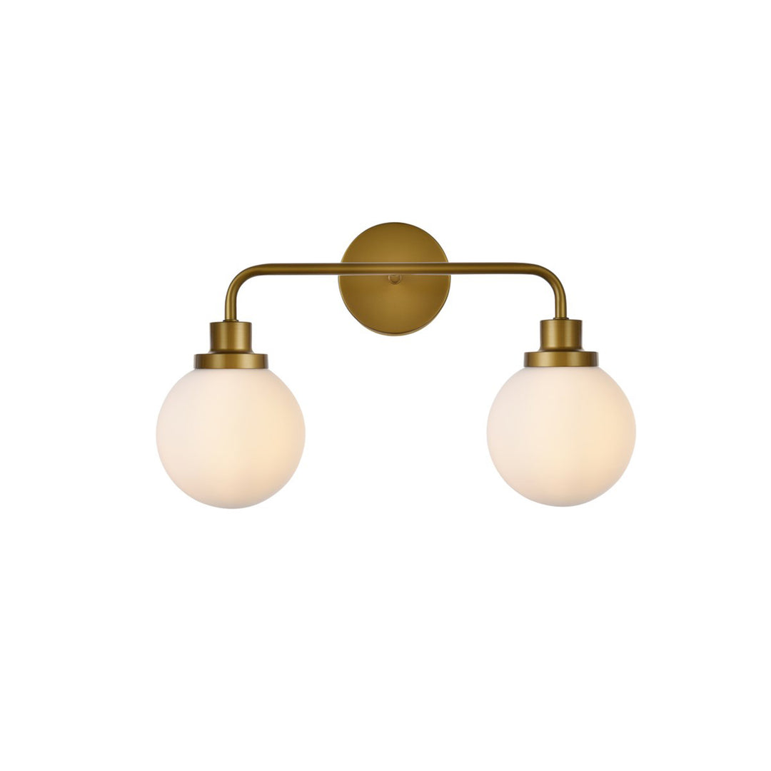 2 Lights Bath Sconce In Brass With Frosted Shade - View 3 - Joshua Marshal