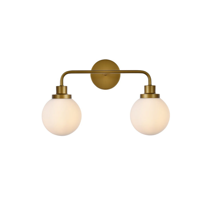 2 Lights Bath Sconce In Brass With Frosted Shade - View 3 - Joshua Marshal