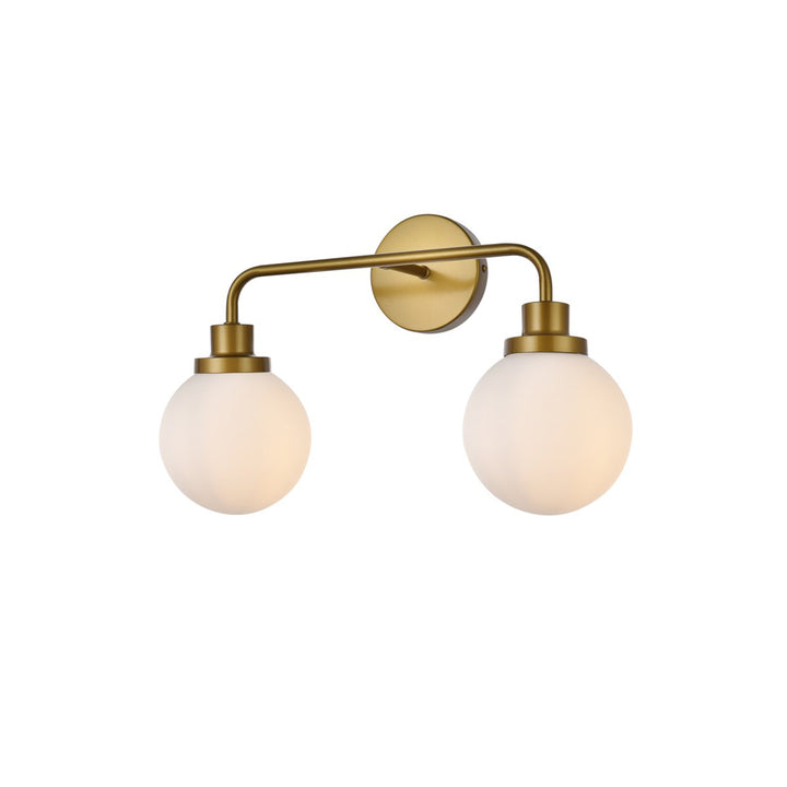 2 Lights Bath Sconce In Brass With Frosted Shade - View 4 - Joshua Marshal