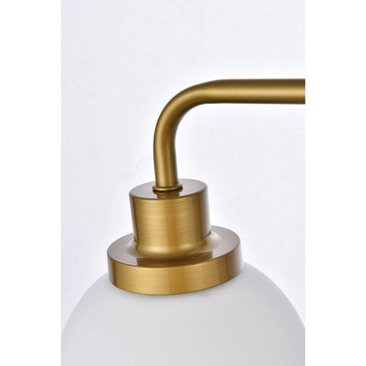 2 Lights Bath Sconce In Brass With Frosted Shade - View 6 - Joshua Marshal