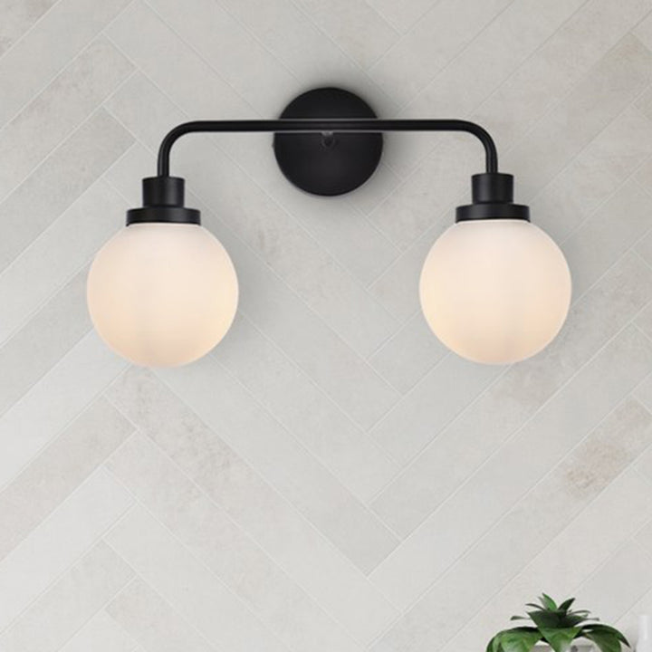 2 Lights Bath Sconce In Black With Frosted Shade - LIGHTING by Joshua Marshal