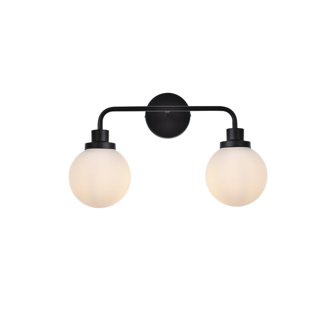 2 Lights Bath Sconce In Black With Frosted Shade - View 3 - Joshua Marshal