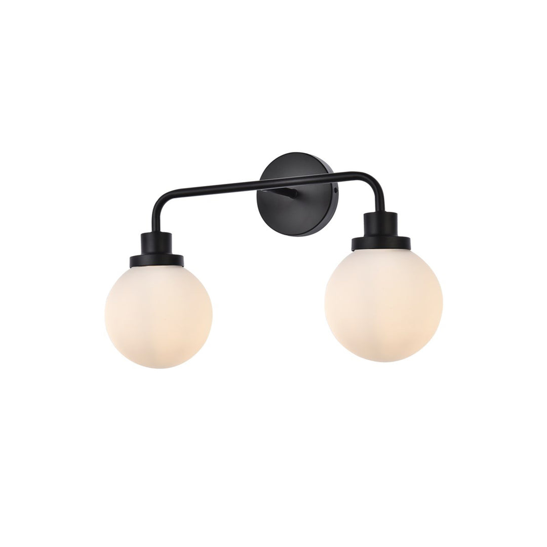2 Lights Bath Sconce In Black With Frosted Shade - View 4 - Joshua Marshal