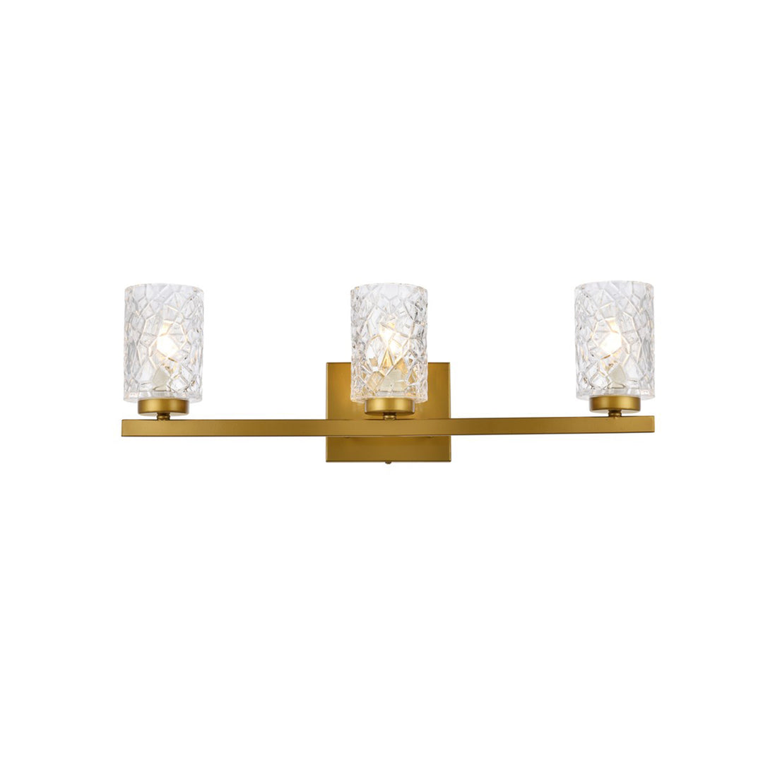 3 Lights Bath Sconce In Brass With Clear Shade - View 3 - Joshua Marshal