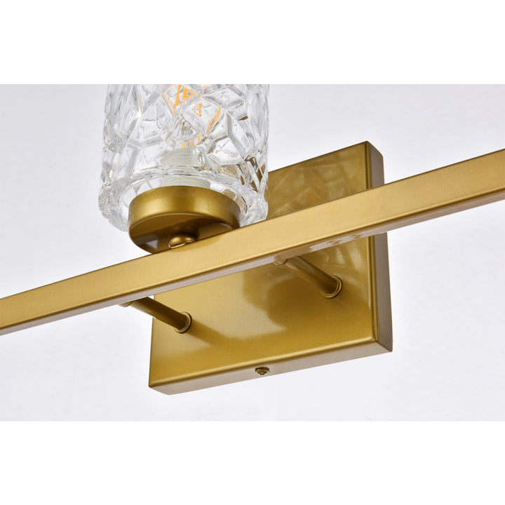 3 Lights Bath Sconce In Brass With Clear Shade - View 5 - Joshua Marshal