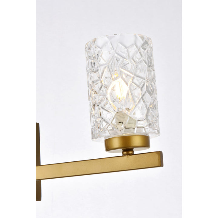 3 Lights Bath Sconce In Brass With Clear Shade - View 6 - Joshua Marshal