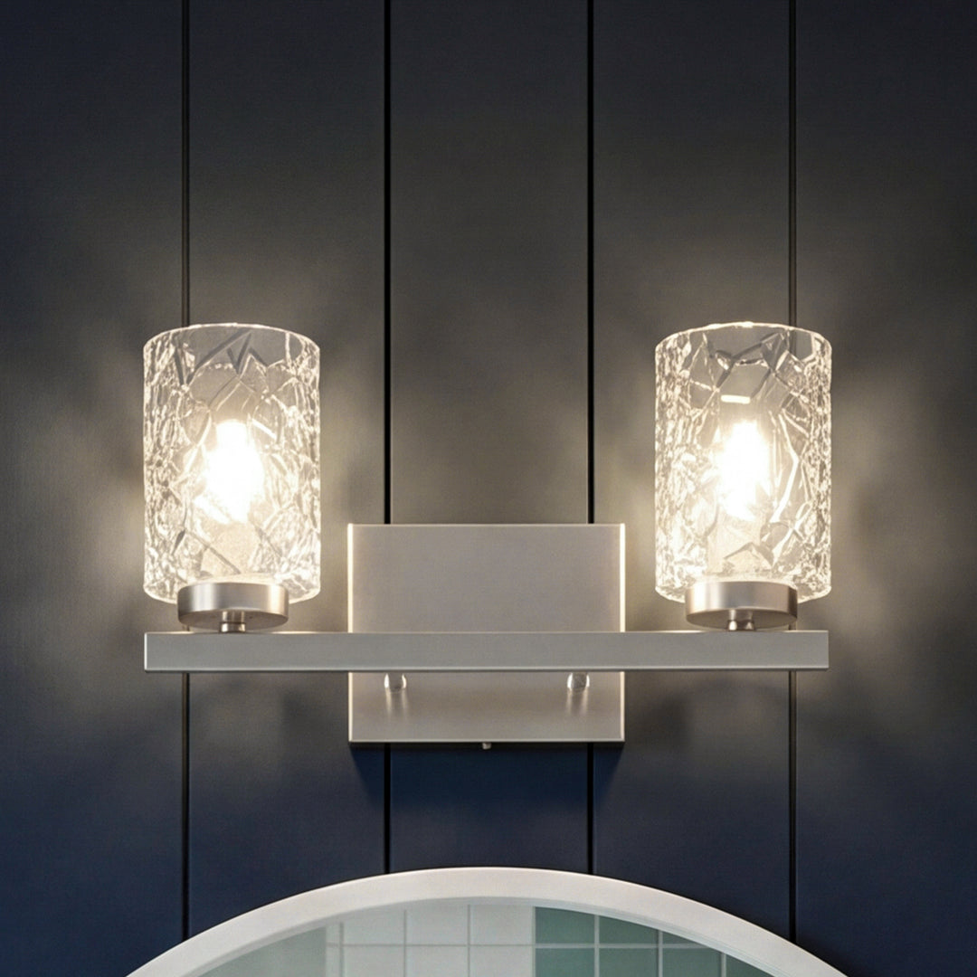 2 lights bath sconce in satin nickel with clear shade Stain Nickel And Clear Shade Finish - LIGHTING by Joshua Marshal
