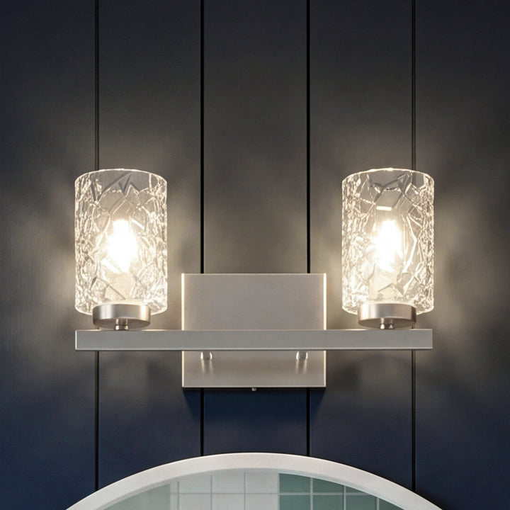 2 lights bath sconce in satin nickel with clear shade Stain Nickel And Clear Shade Finish - LIGHTING by Joshua Marshal
