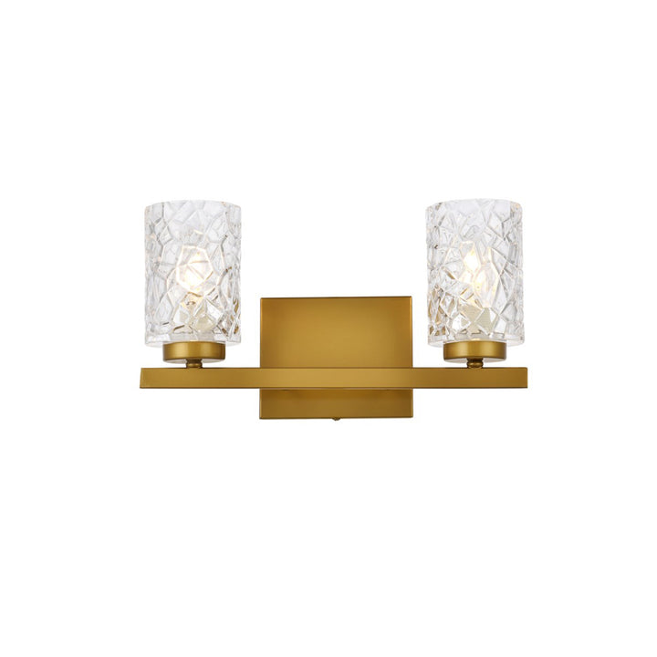 2 Lights Bath Sconce In Brass With Clear Shade - View 3 - Joshua Marshal