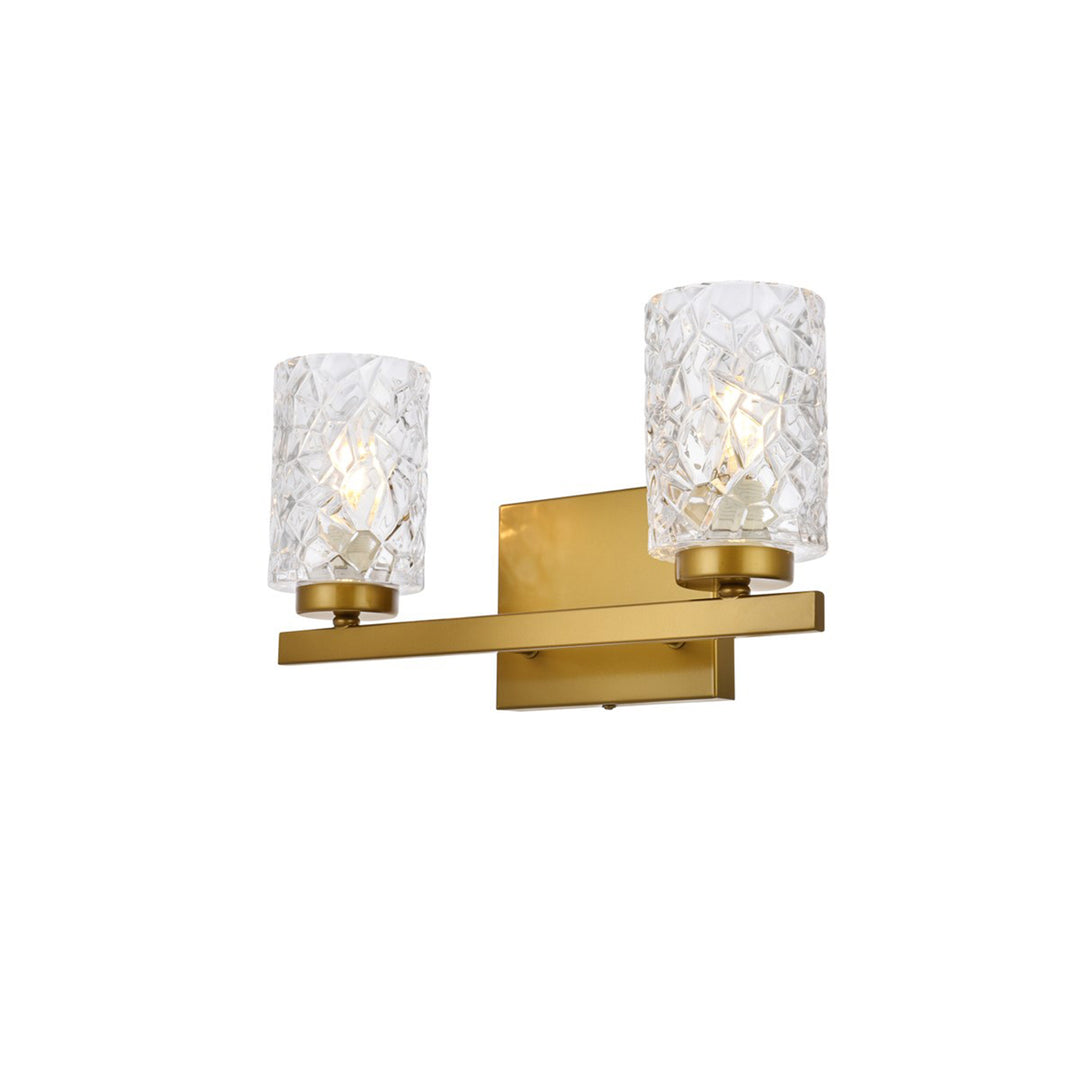 2 Lights Bath Sconce In Brass With Clear Shade - View 4 - Joshua Marshal
