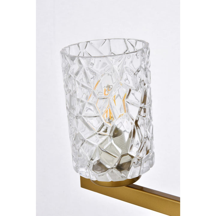 2 Lights Bath Sconce In Brass With Clear Shade - View 5 - Joshua Marshal