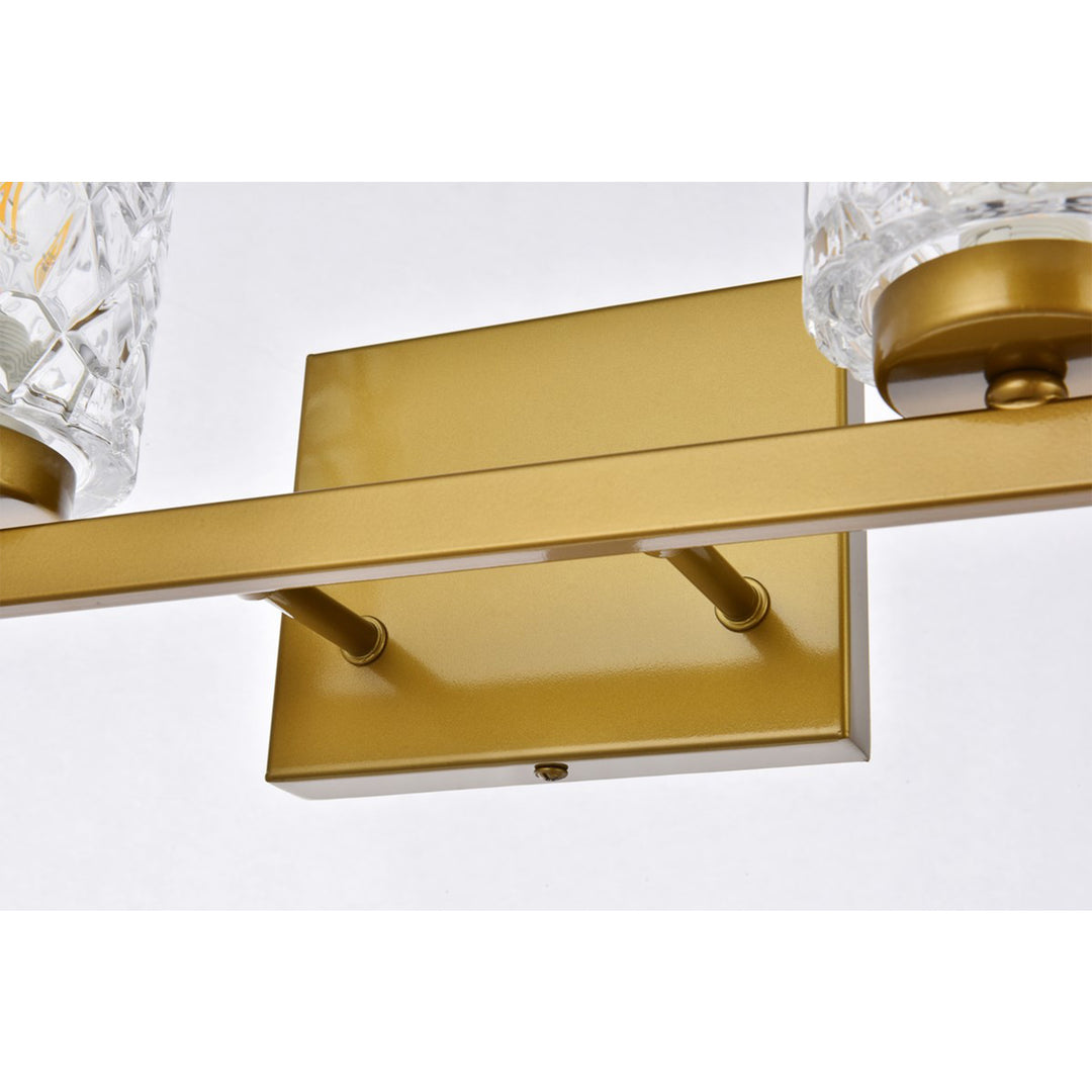 2 Lights Bath Sconce In Brass With Clear Shade - View 6 - Joshua Marshal