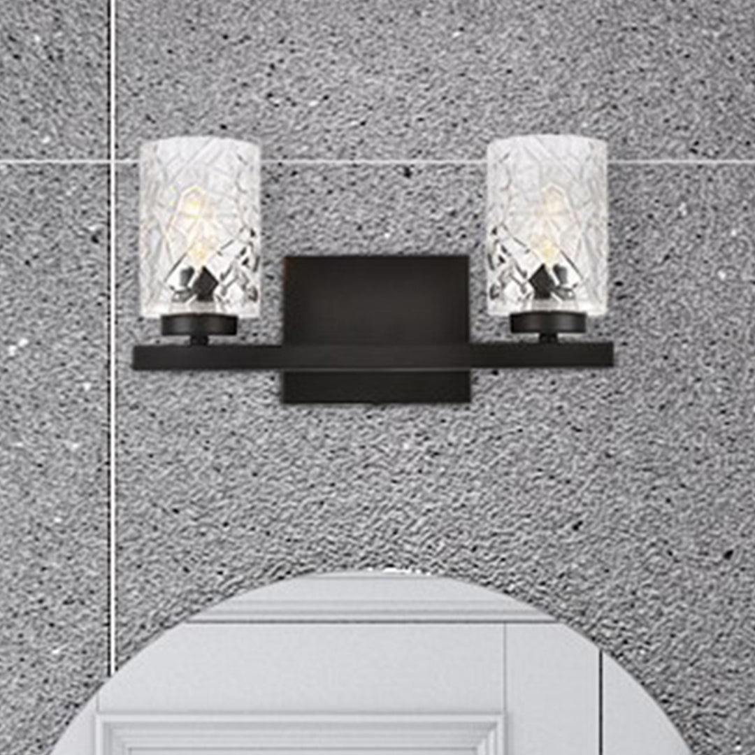 2 Lights Bath Sconce In Black With Clear Shade Black And Clear Shade Finish - LIGHTING by Joshua Marshal